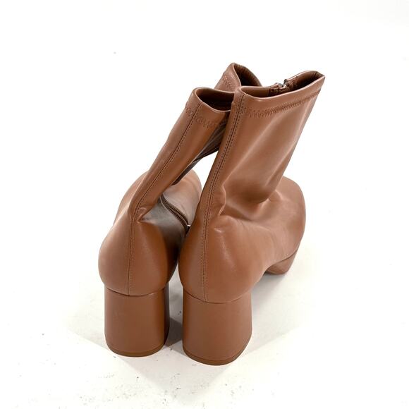 Aerosoles Sussex Platform Boots 8.5 NWOT Tan Brown Vegan Stretch Leather Ankle - Picture 6 of 9